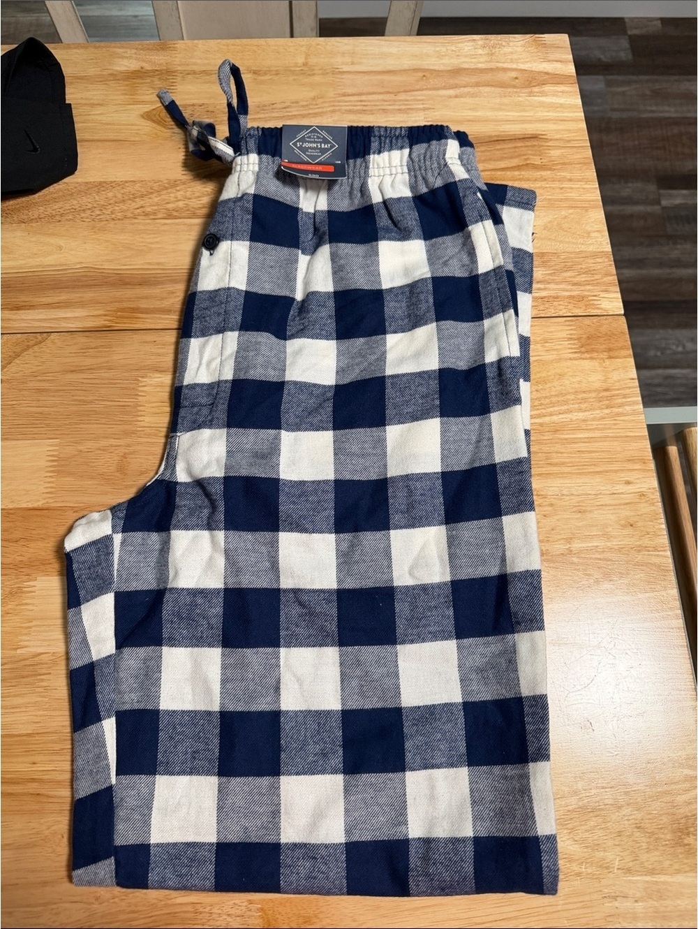 St. John's Bay Navy and White Plaid Jogger Pants